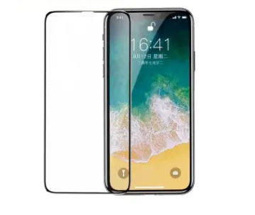 Tempered glass screen protector for iPhone with 5D cold carved full screen cover in black, white, red, pink, or gold.