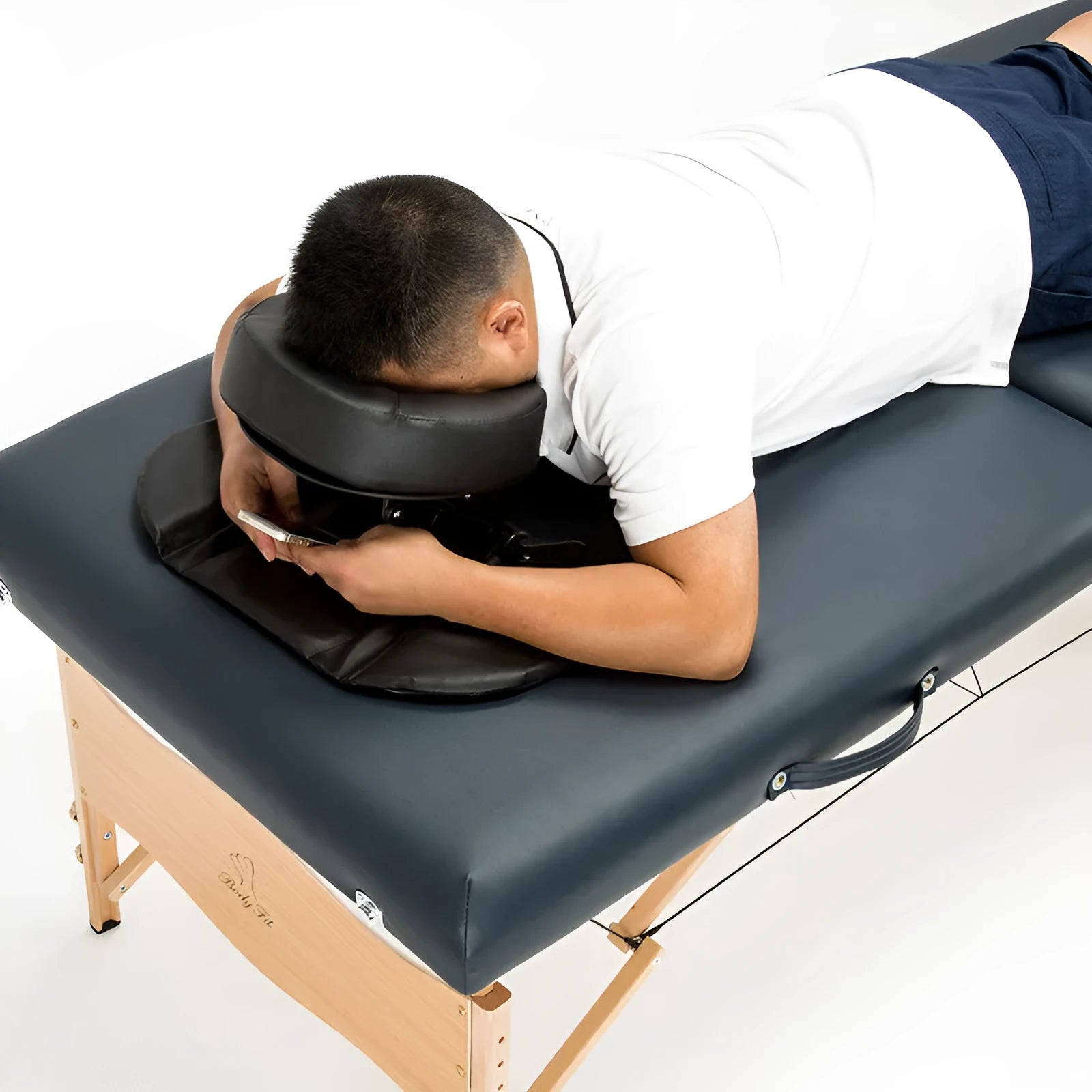 U Shaped SPA Health Pillow with PU Leather cover in black, adjustable face rest for massage table