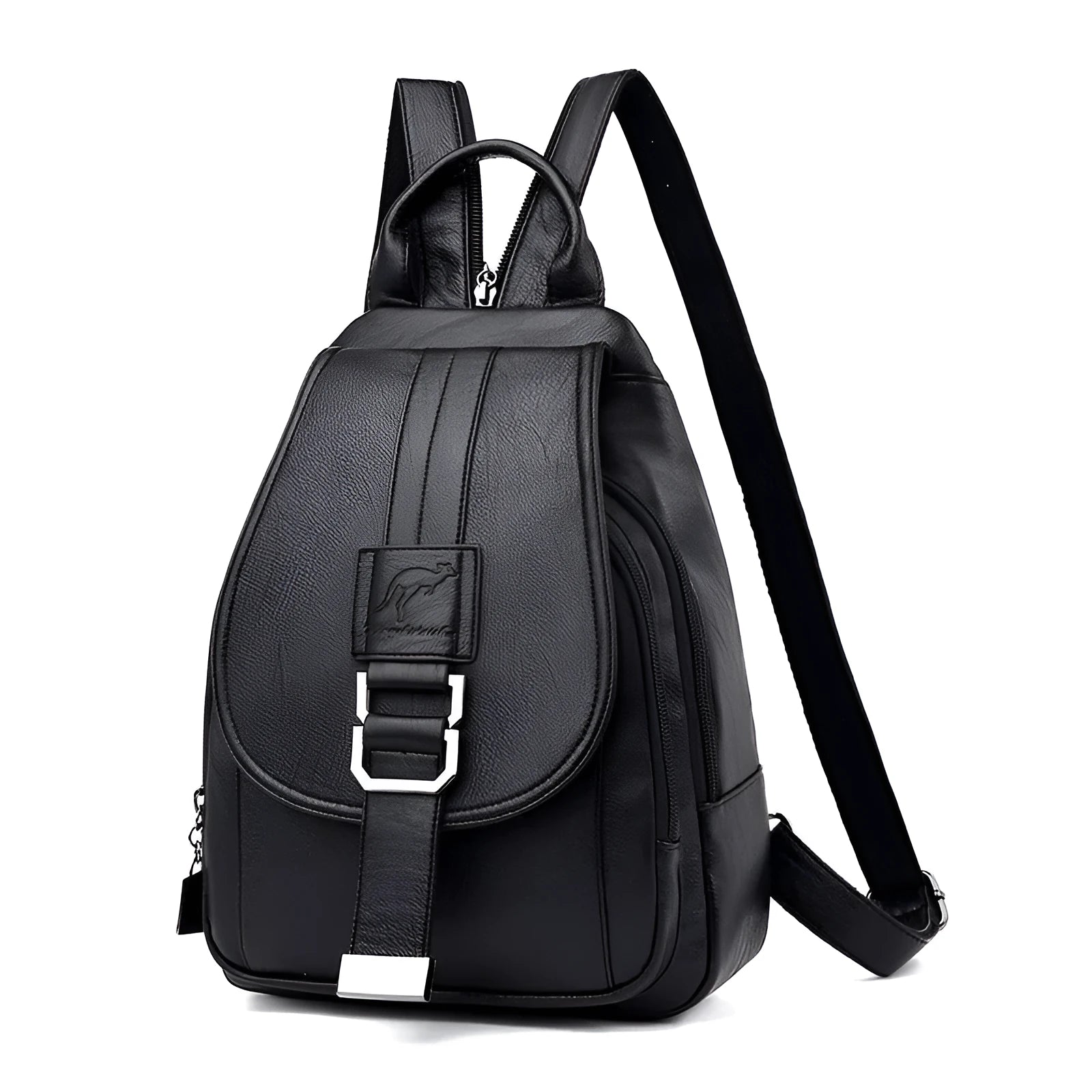 Women's waterproof PU leather backpack in medium size with double straps, available in five colours