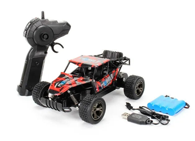 Blue and yellow 1:18 scale remote control drift car with 2.4Ghz transmitter