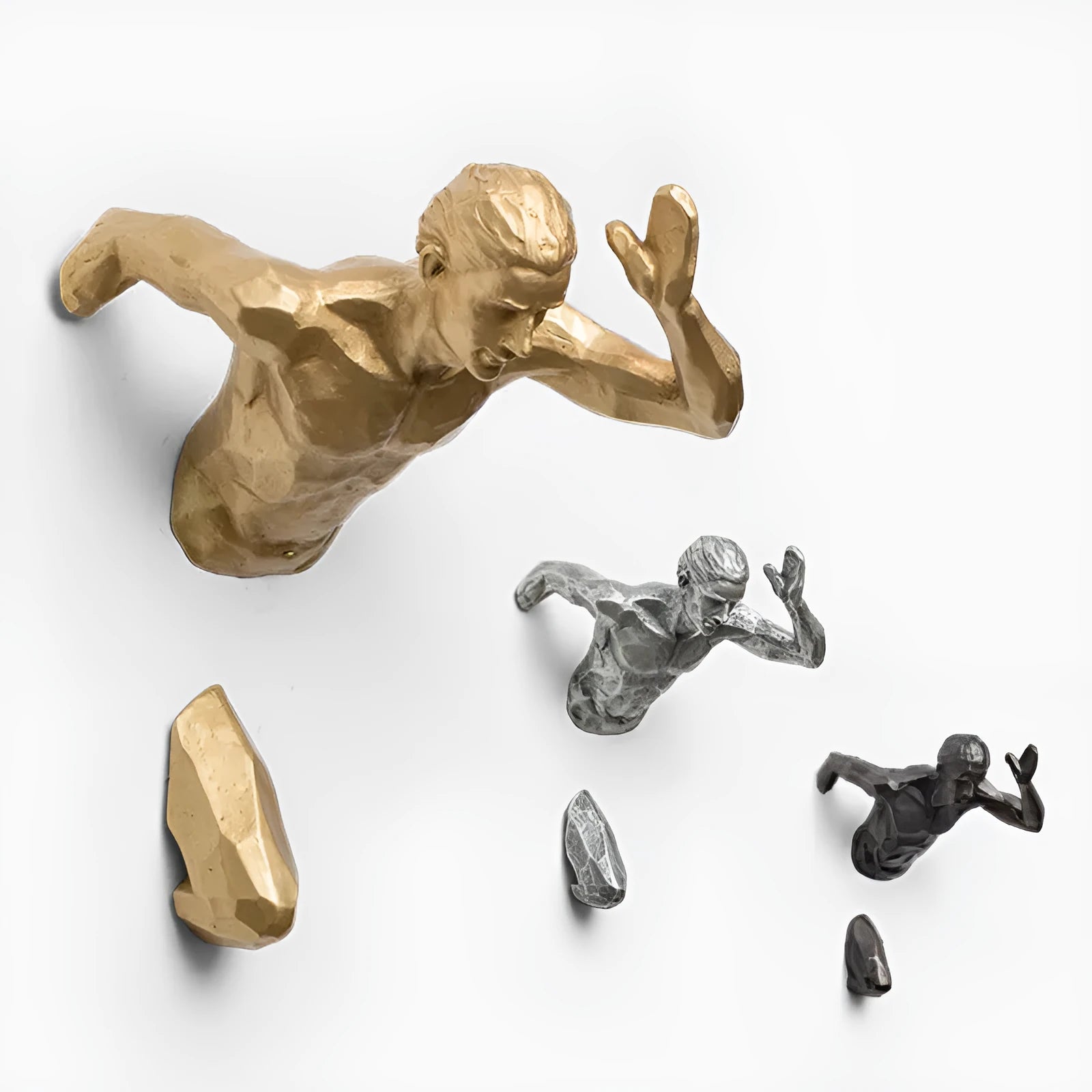 Resin character wall hanging decoration in metallic finish with modern simple design