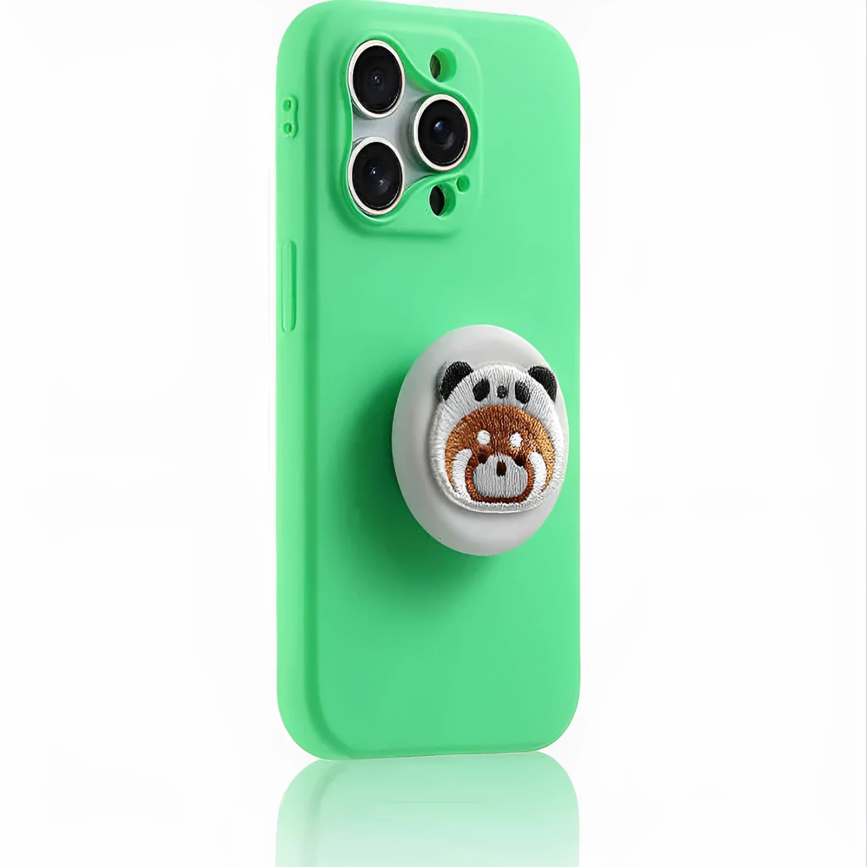 Blue silicone drop-resistant phone case for iPhone with raised edges and camera cutout