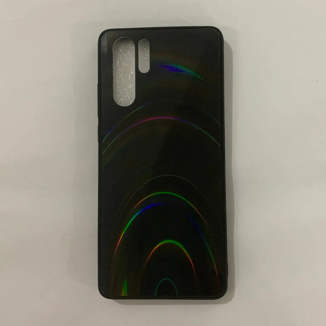 A 3D rainbow glitter gradient back cover case for a smartphone, showing its full-coverage design and sparkling finish.