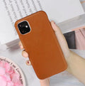 Genuine leather iPhone case with TPU interior in black, brown, navy blue, and wine red colours