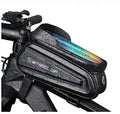 Black grey EVA bicycle bag with reflective strips for mountain bike mobile phone storage