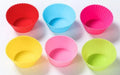 12 reusable silicone cupcake liners in 6 colours, with two nonstick baking cups of each colour.