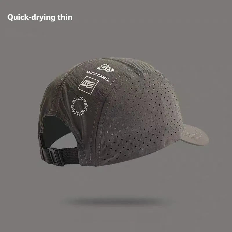 Men's adjustable baseball cap with mesh construction in purple, khaki, green, black, or grey