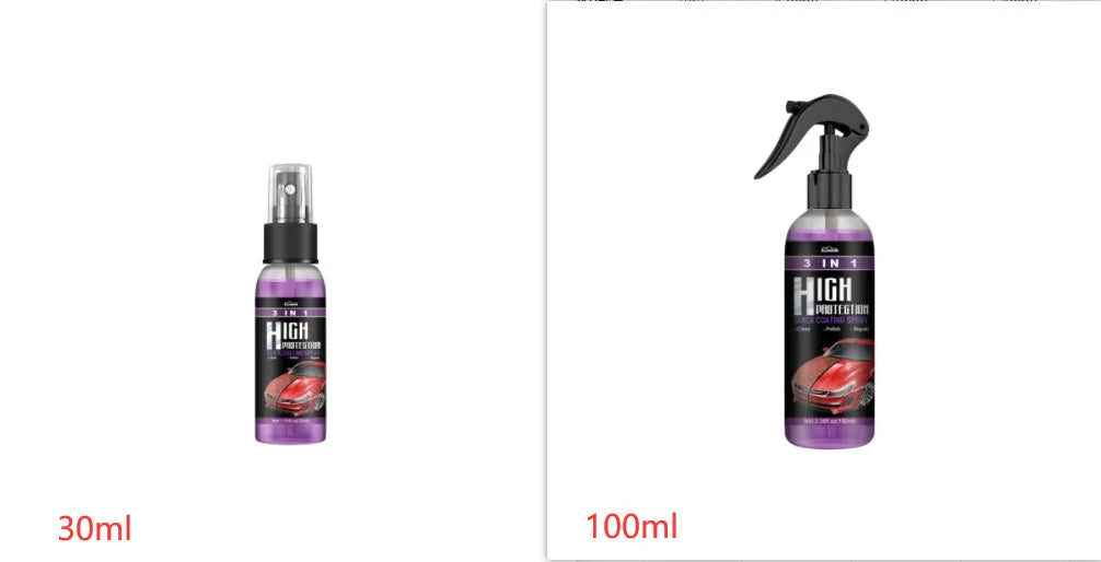 3 in 1 high protection fast car paint spray automatic coating agent in 30ml and 100ml PE bottles