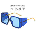 Large square acetate sunglasses with polycarbonate UV400 lenses in black frame and grey lens colour variant.