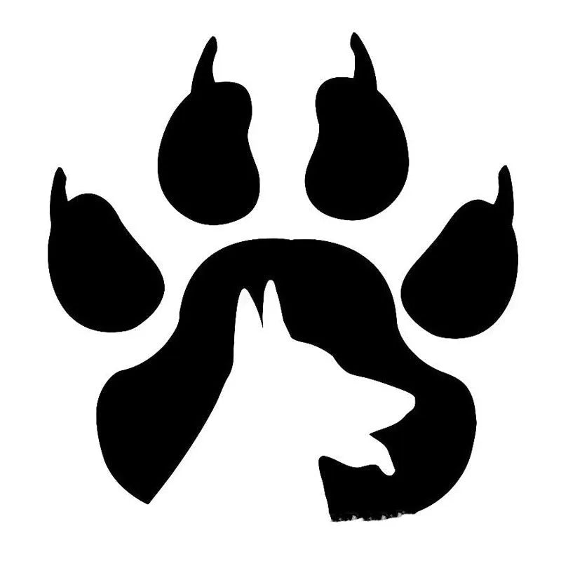 Black carved dog footprints reflective bumper sticker 12cm for cars