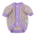 Purple dog cardigan sweater for small dogs in XL and XXL sizes with front opening