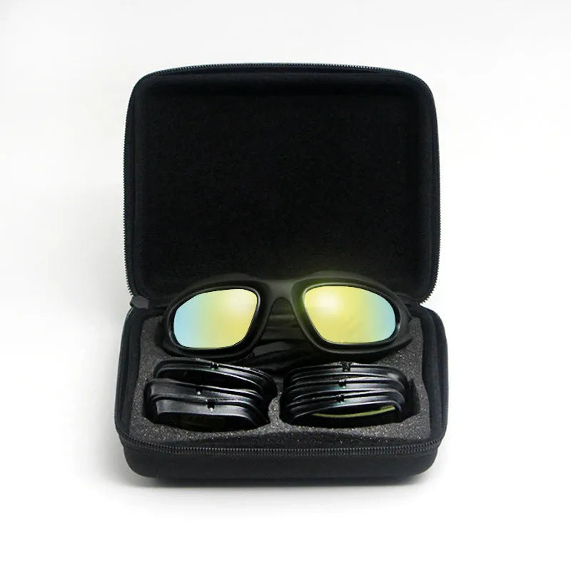 Polarised tactical cycling sunglasses with full-rim PC sports frame and night vision lenses