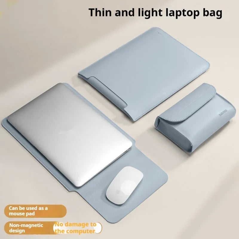 Ultra light PU laptop bag with mouse pad function in Cloud Gray colour