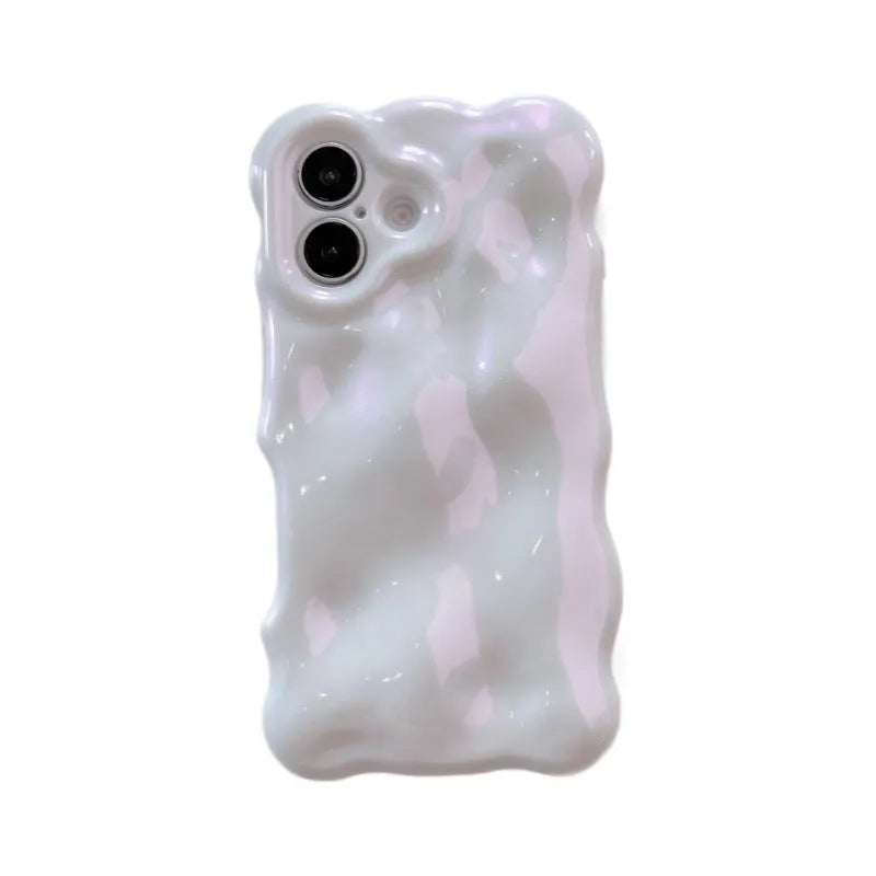 Electroplated TPU phone case for iPhone with wave bubble design, anti-fall and anti-fingerprint functions, shown in silver plating