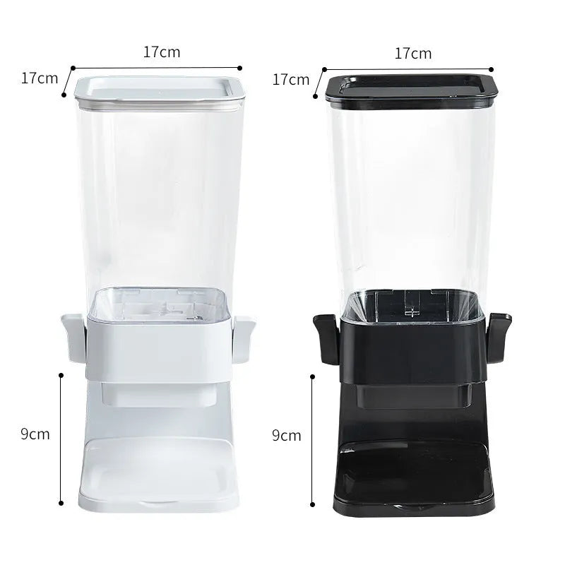 Countertop cereal dispenser with chute design, non-slip levers, 5500 ml capacity, black or white ABS and PS body