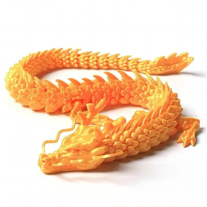 3D printed Chinese dragon car ornament in 30cm length with detailed plastic artwork