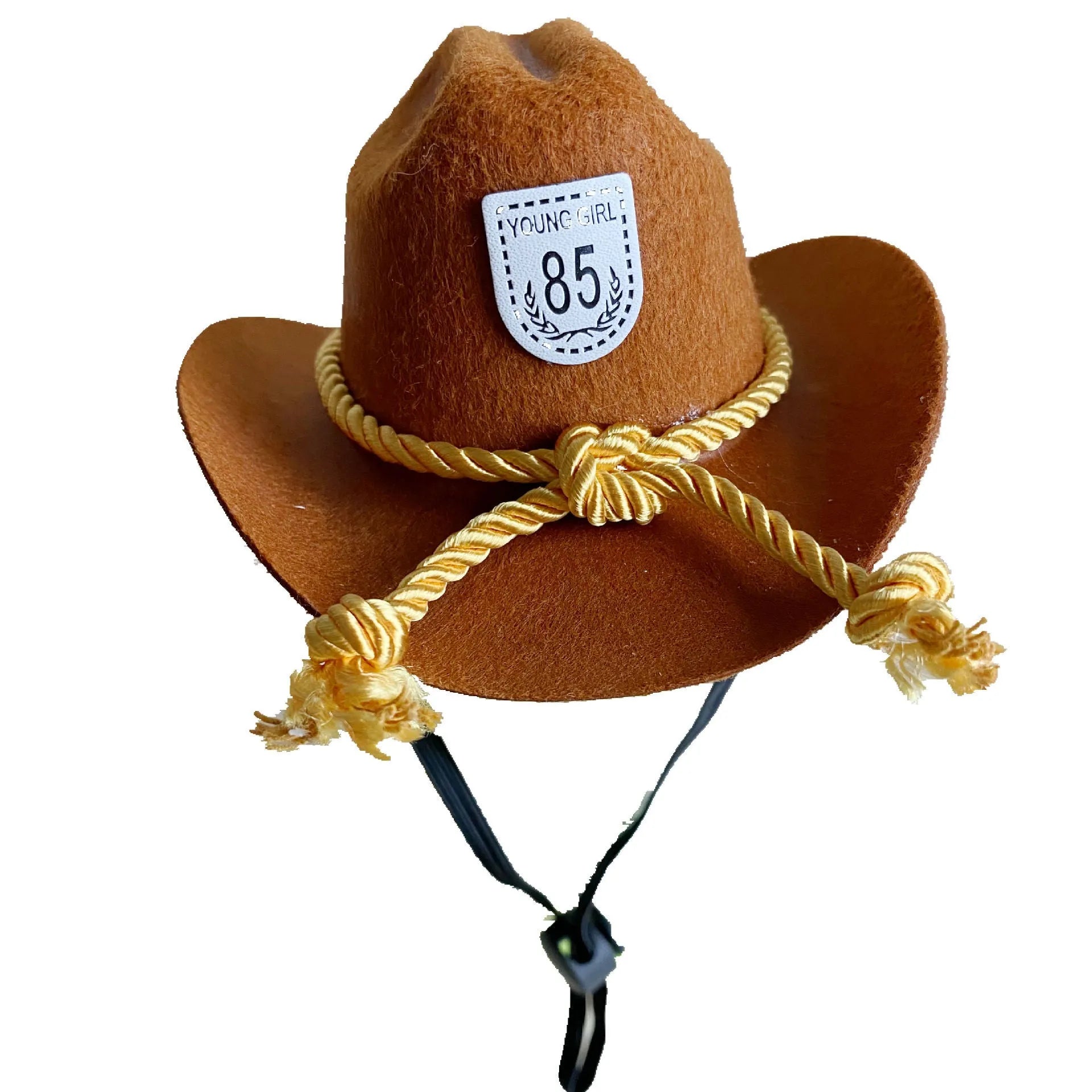 British cat cowboy hat in non woven fabric with ribbon details for small to medium cats