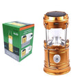 Solar multi-functional portable camping lamp with LED beads, in black, blue, and gold options