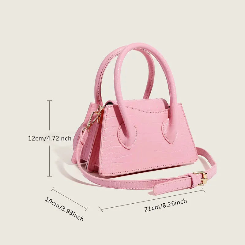 Dopamine bag simple Western style PU crossbody messenger in pink, white and black for daily matching