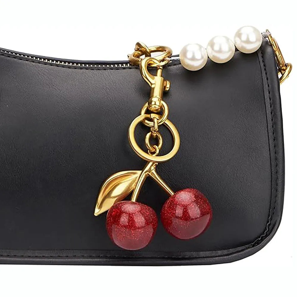 Zinc alloy cherry design key ring pendant in three-dimensional construction for bag or keychain use