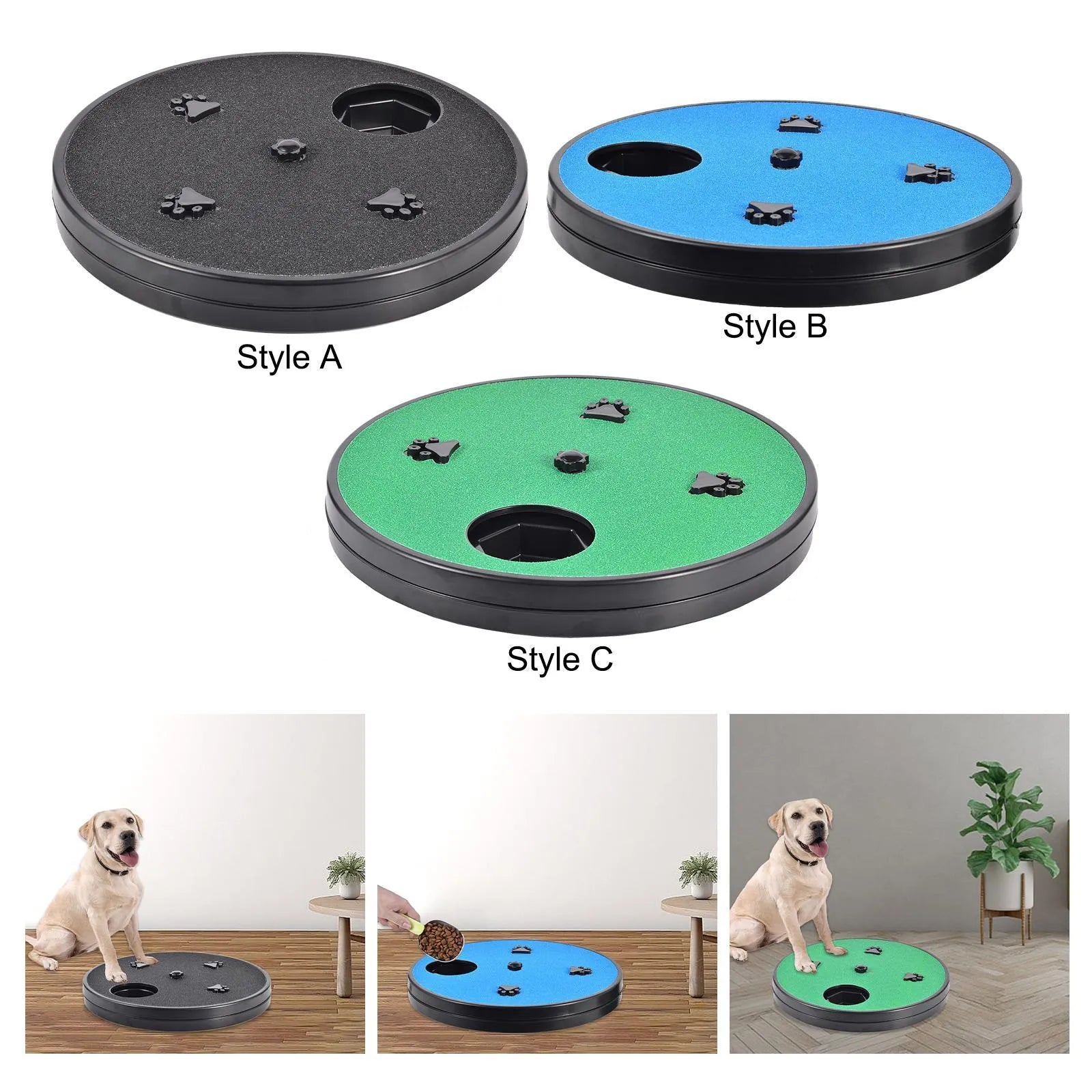 Rotatable dog nail file board with slow feeder compartments and suction cup base