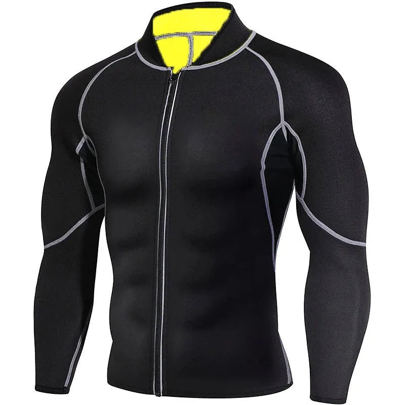 Men's neoprene stitching running suit in long sleeve and trousers set
