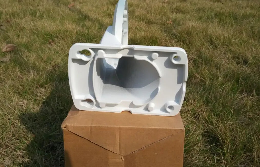 White dome camera wall mount bracket made from aluminium alloy and ABS on white background