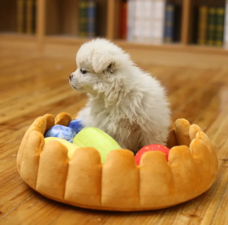 Creative fruit egg tart pet bed with washable cushion in 42x42cm for small pets