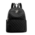 Women nylon embossing casual backpack with zipper closure and soft handle in black