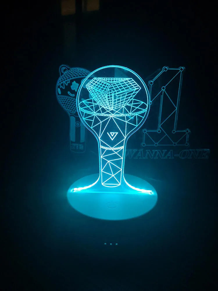 LED light-up acrylic display stand for BTS Tower Gem merchandise with clear base