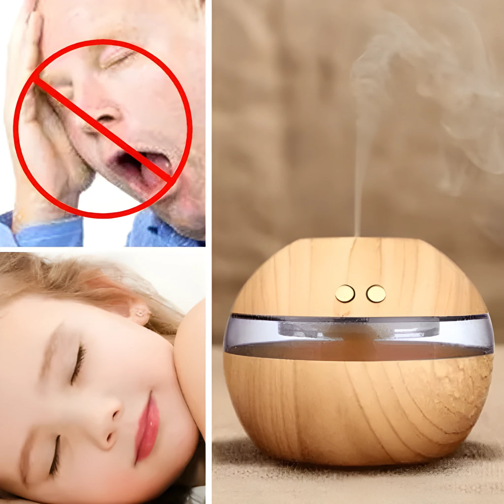 Essential oil diffuser humidifier with 300ml tank and USB power, 110x110x90mm, ABS material