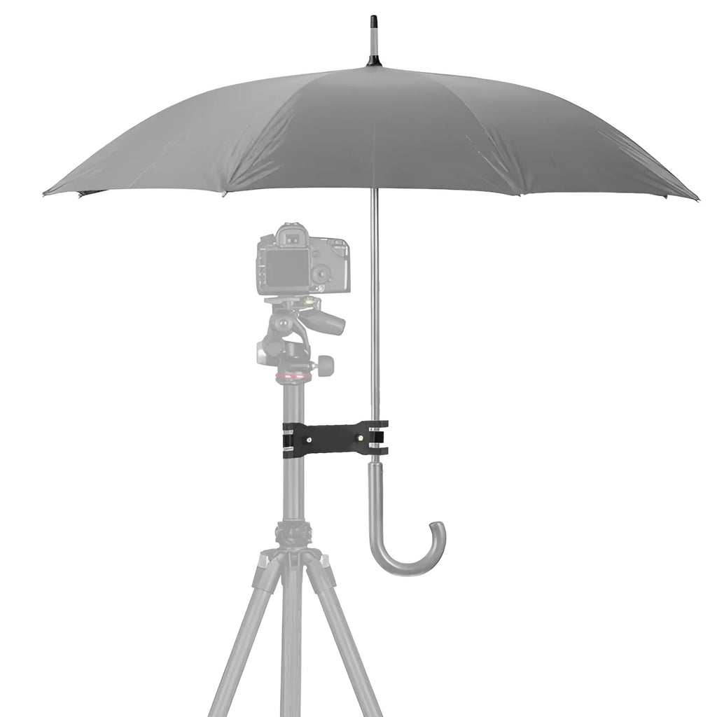 Black ABS plastic umbrella clip for iPhone tripod mounting during rainy filming