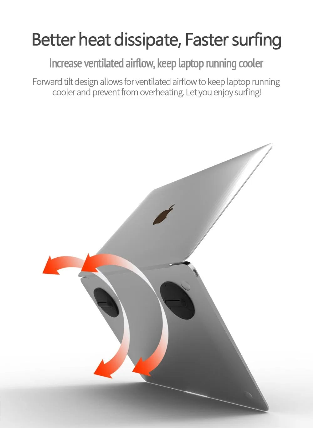 Two black ABS adjustable mini portable laptop stands on a desk under a silver laptop