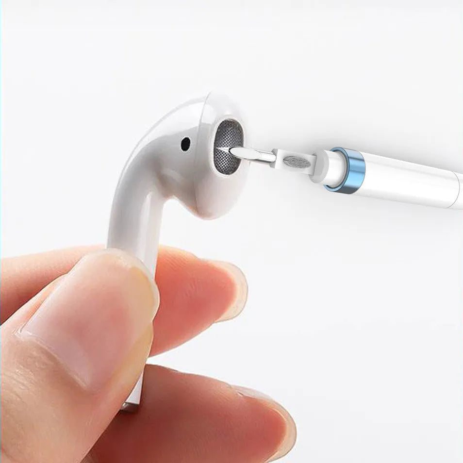 Three-layer headphone cleaning pen in blue, gold, or black colours for electronic maintenance