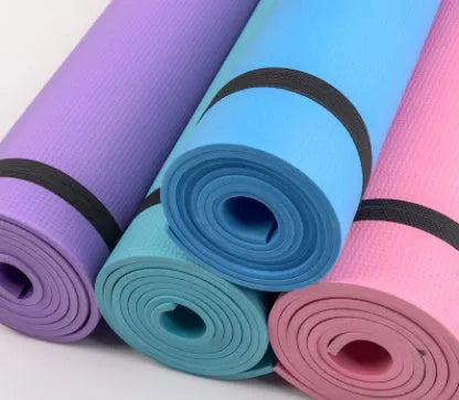 EVA composite yoga mat in choice of six colours showing textured anti-skid surface