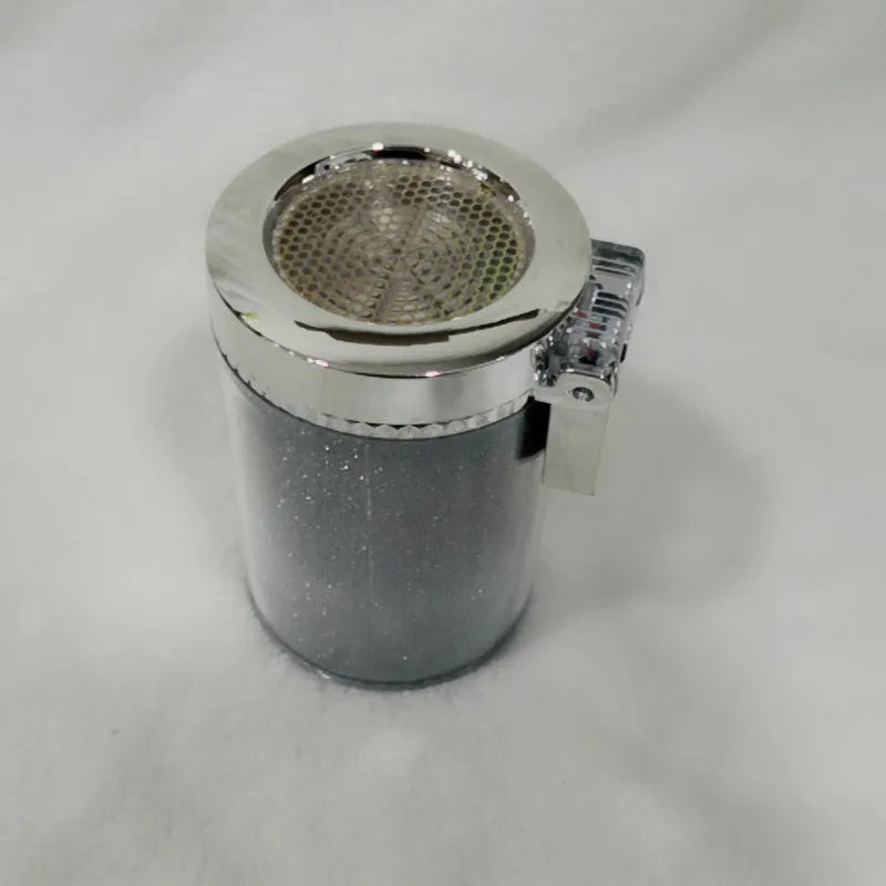 Silver car ashtray with solid mold fill and foam sealing ring for cup holder fit over 7cm