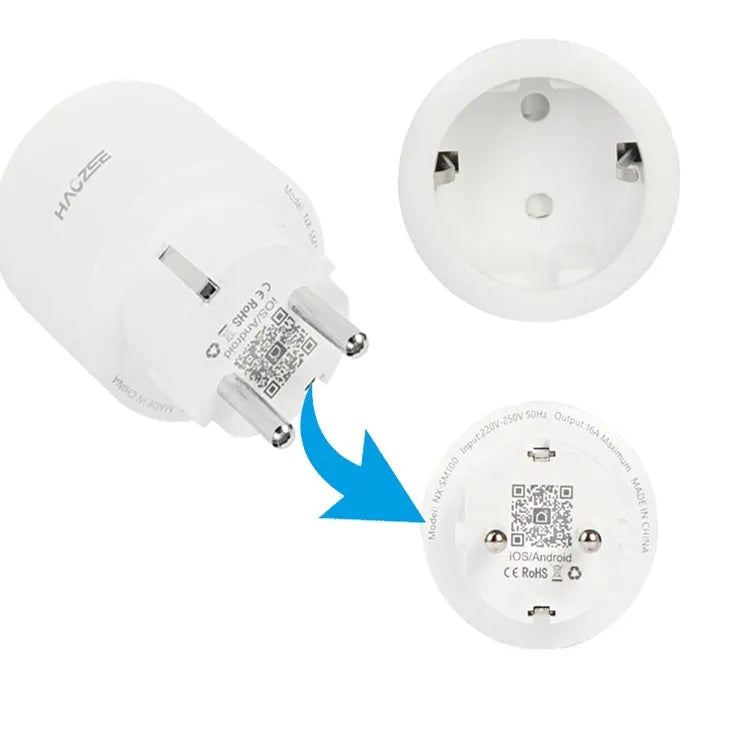 European smart socket converter WiFi 10A EU plug with V0 fire-rated shell white colour