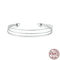 Simple multi-layer bracelet S925 sterling silver open-ended adjustable silver colour SCB273