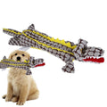 Blue crocodile-shaped plush dog toy with corduroy texture and squeaker for small and large dogs