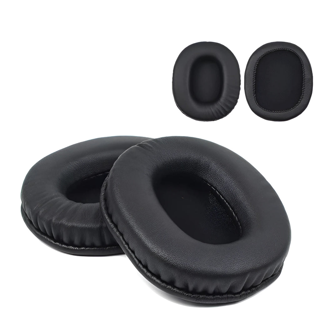 Two black soft PU leather headphone earmuff covers for Sony 1R model.