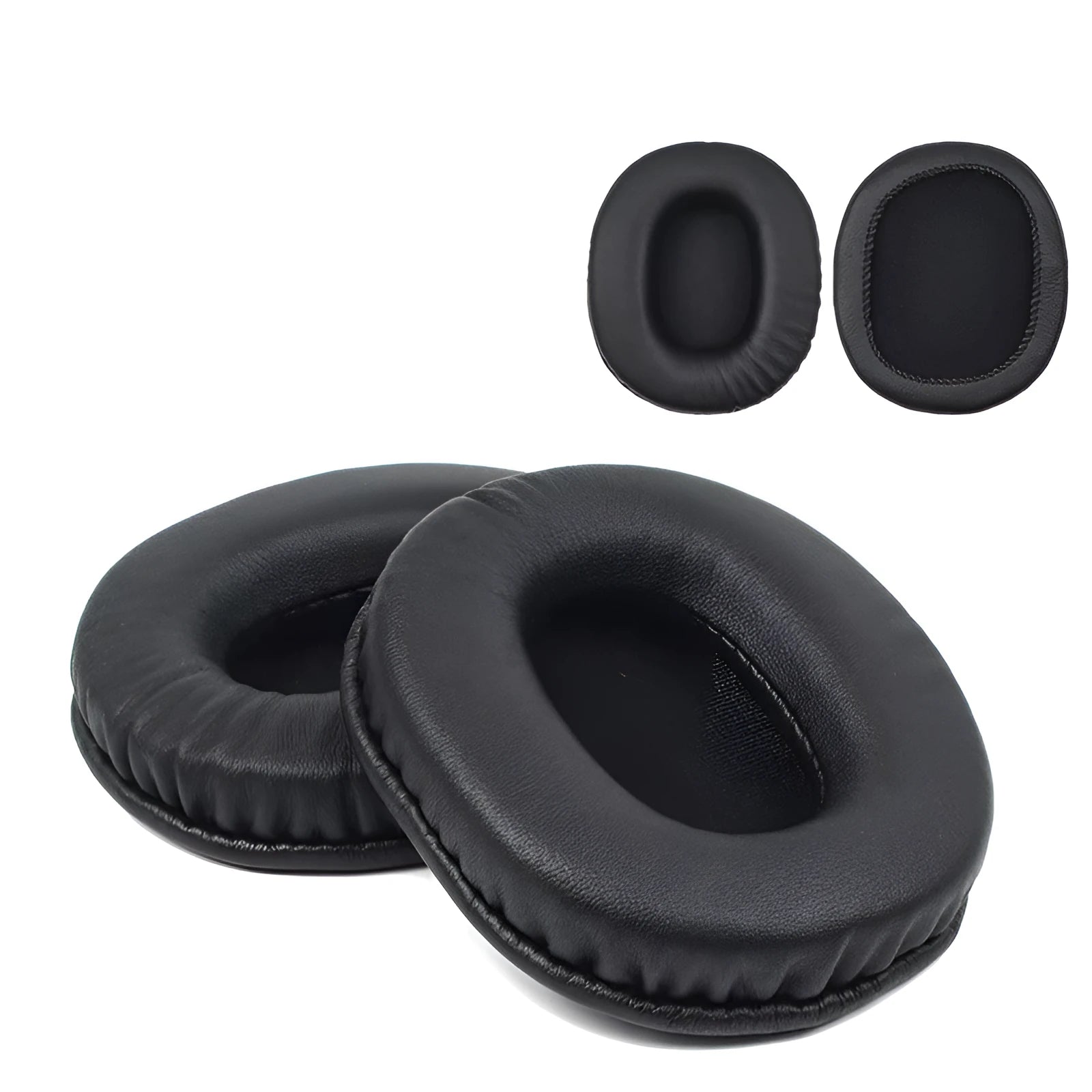Two black soft PU leather headphone earmuff covers for Sony 1R model.
