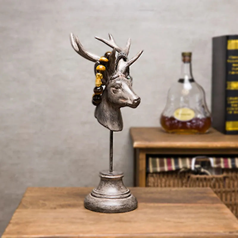 A detailed natural resin animal sculpture in black, white, or wood colour, measuring 32cm tall.