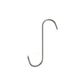 Stainless steel pointed S hook 13cm silver single hook on white background