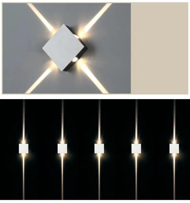Modern square and round aluminium LED wall light in warm white or white light colour