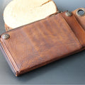 Retro long wallet handbag in bark brown first layer cowhide with 13 card slots and zipper bill pocket