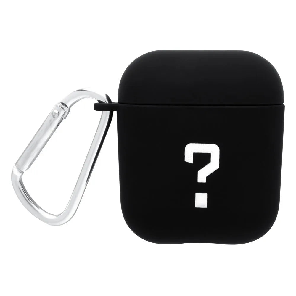 PC AirPods cover with decorative flower design on black background
