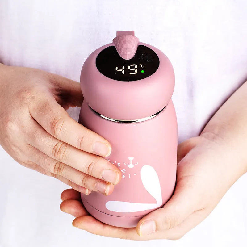 350ml intelligent thermos bottle with temperature display, 304 stainless steel, leak proof sealing, sliding cover, insulated handle