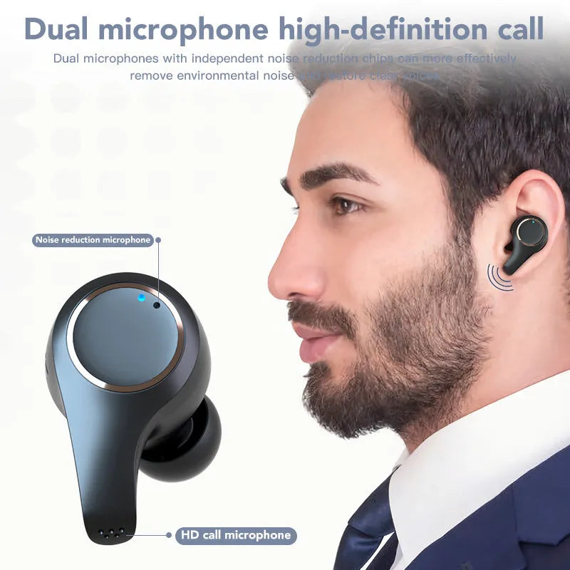 Black and white ANC Active Noise Cancelling Bluetooth headset with earplug design