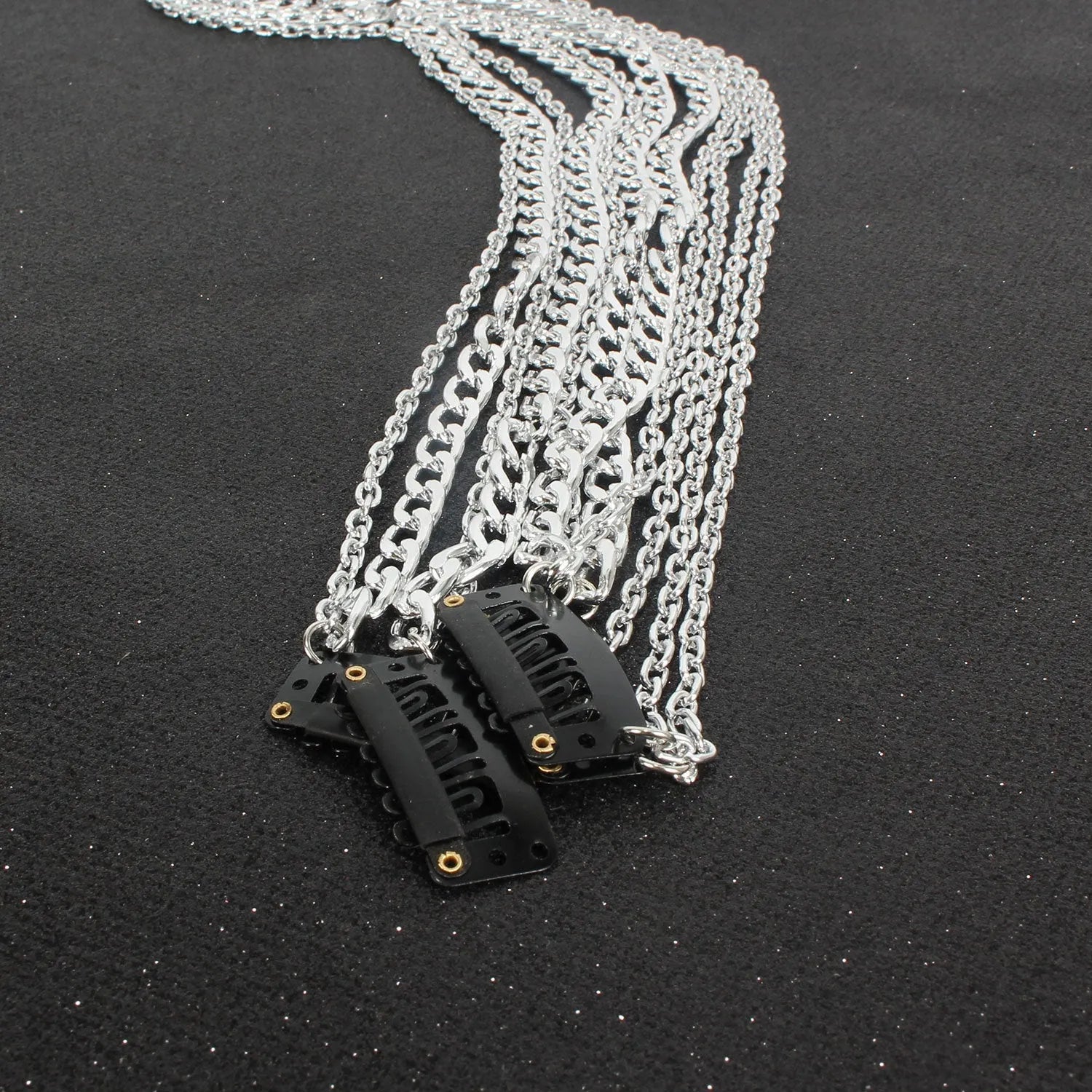 Women's U-shaped silver-plated wig extension chain with tassels and BB clip