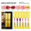 Gold brick tube design lipstick kit with 6 colour lipsticks in a set